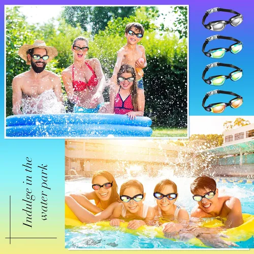 Vista 4 de Flutesan Paquete de 6 gafas de natación para adultos y niños, anti niebla, con tapones para los oídos, clip para la nariz, sin fugas, protección