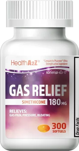 Vista 7 de HealthA2Z® Simeticona para alivio de gases de 180 mg Alivia las molestias estomacales y los gases Antiflatulencia Alivia el gas rápido