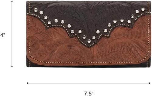 Vista 4 de American West Cartera de tres pliegues Annie's Secret para mujer, color marrón antiguo, talla única