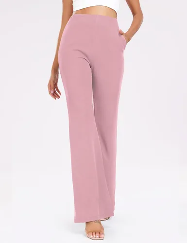 Vista 4 de Women's High Waist Casual Wide Leg Pants, Button Dress Pants for Women, Work Pants with Pockets for Women Office.
