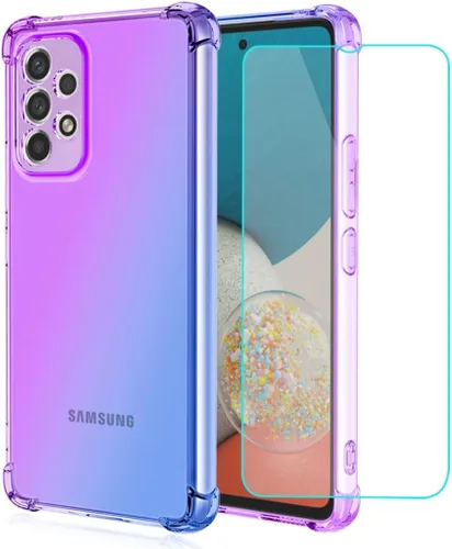 Vista 9 de Funda para Galaxy A23, Samsung A23 SM-A235M con protector de pantalla de vidrio templado, bonita funda protectora de TPU transparente a prueba