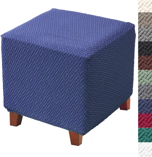 Vista 12 de Bifaun Vogel - Funda otomana, fundas elásticas de jacquard con parte inferior elástica, fundas de almacenamiento plegables gruesas para reposapiés