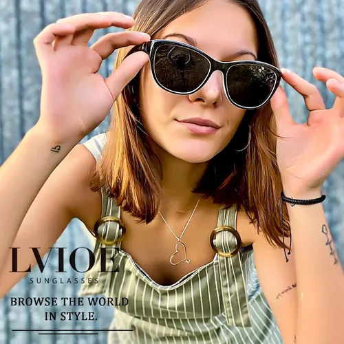 Vista 3 de LVIOE Gafas de sol polarizadas para mujer gafas de sol clásicas de moda antirreflejos 100 protección UV