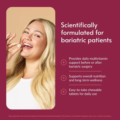 Vista 2 de Bariatric Advantage Multi RP masticable, multivitamínico diario diseñado para pacientes de procedimientos restrictivos como la cirugía de banda