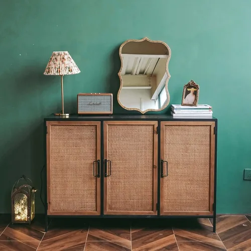 Vista 4 de Espejo rectangular de 15.7 x 23.6 pulgadas con marco de hierro, espejo de baño vintage para montar en la pared, estilo nostálgico europeo retro