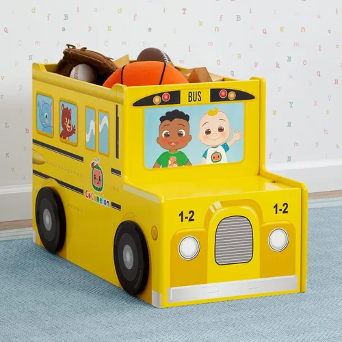 Vista 3 de Delta Children CoComelon - Caja de juguetes para autobús escolar, certificado Greenguard Gold