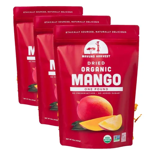 Vista 8 de Mavuno Harvest Paquete variado de frutas secas orgánicas, mango seco, papaya, piña, plátano, yaca y mezcla tropical, saludable, vegano, sin azúcar