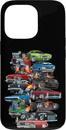 Vista 9 de Funda para iPhone 13 Hotrods, autos clásicos, coches musculosos y carros de carreras