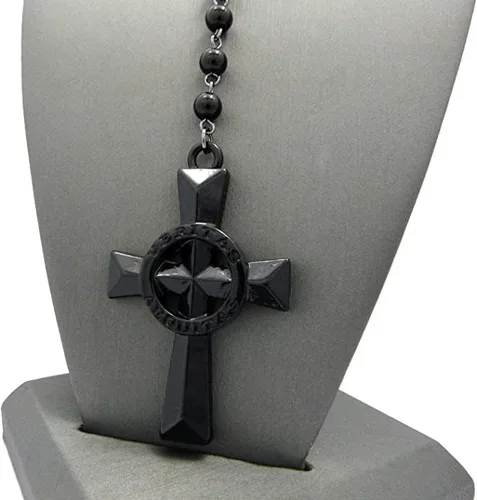 Vista 4 de COLLAR VERITAS AEQUITAS CRUZ BOONDOCK SAINTS COLLAR DE CRISTAL CON CUENTAS ROSARIO