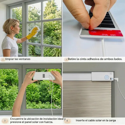 Vista 2 de 1 panel solar de 1.3 W5.5 V, adecuado para persianas eléctricas, persianas inteligentes, enchufe USB-C, generación de energía solar móvil, instalado