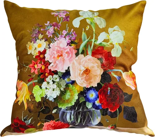 Vista 55 de Funda de cojín floral ligera de lujo, 18 x 18 pulgadas, pintura al óleo retro victoriana de doble cara, fondo negro, flor vibrante, funda de cojín