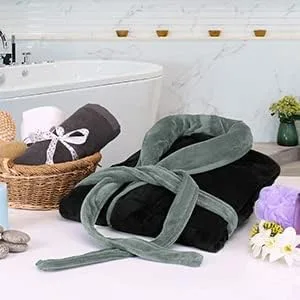 Vista 7 de NY Threads - Bata de baño lujosa en tejido polar con cuello de chal para hombre