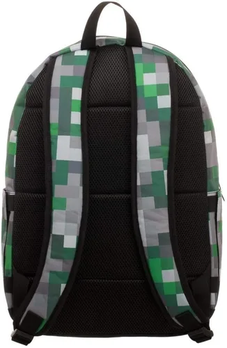 Vista 2 de Minecraft Squares Allover Print Mochila Bookbag Talla única, Verde, Viajar