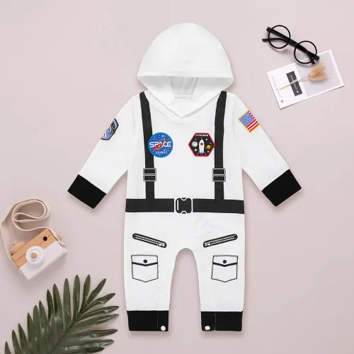 Vista 4 de Daddy's New Fishing Buddy Newborn Baby Boys Girls Halloween Hoodie Bodysuits Infant Astronaut Costume Cosplay Jumpsuit Outfit