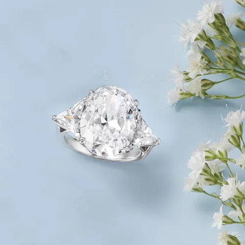 Vista 5 de Ross-Simons 10.00 ct. t.w. Oval and Trillion-Cut CZ Ring in Sterling Silver