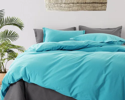 Vista 14 de Get Bed Ready Juego de funda de edredón de algodón lavado a la piedra, estilo casual, cambray, color sólido, relajado, suave, sensación moderna