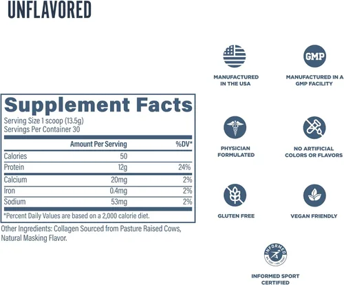 Vista 7 de Revive MD CollaPURE - Péptidos de colágeno en polvo para mujeres y hombres, sin sabor, suplementos de colágeno alimentados con pasto tipo I y tipo