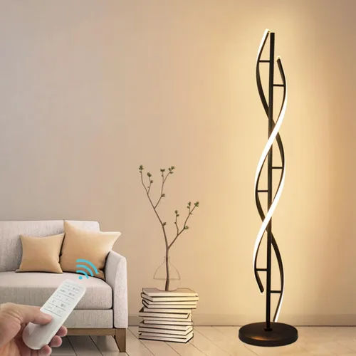 Vista 11 de Lámpara de Pie LED Espiral, 40W Lámparas de Pie Regulables para Sala de Estar con Control Remoto, Colores y Brillo Ajustables sin Escalones Lámpara