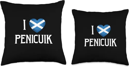 Vista 3 de I Love Penicuik Scotland Flag Heart Saltire Scottish Throw Pillow