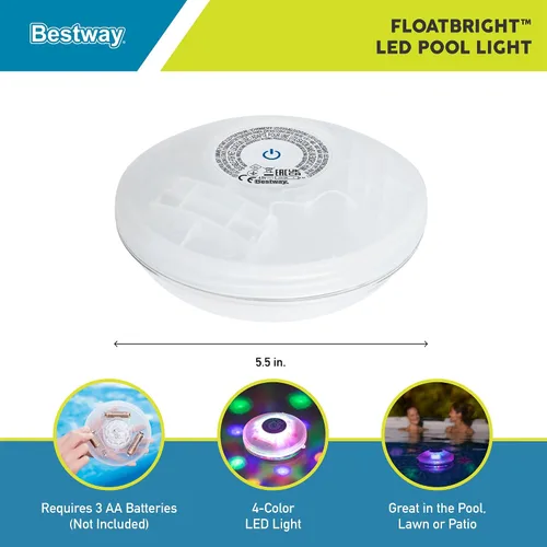 Vista 2 de Accesorio de luz flotante LED Flowclear para piscina Cuenta con 5 modos
