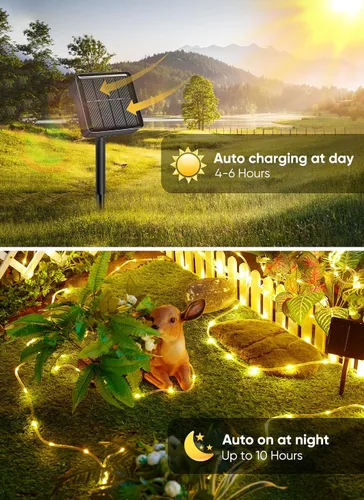 Vista 3 de Brightown Cuerda solar de 39 pies 100LED luces impermeables al aire libre