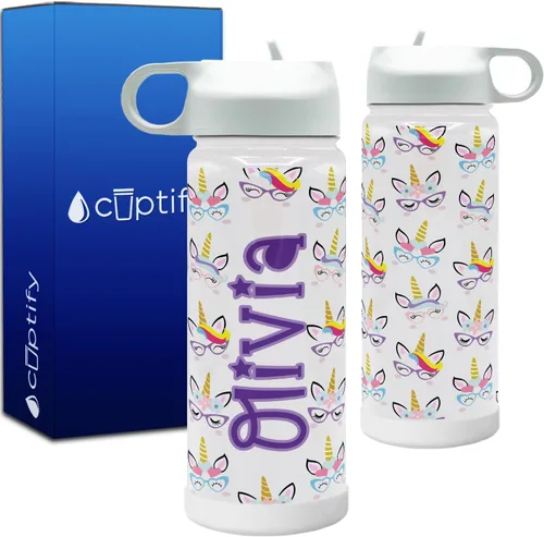 Vista 9 de Cuptify Botella de agua personalizada de unicornio con tapa y funda protectora de silicona, regalo personalizado para niñas que creen en la magia