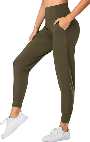 Vista 19 de Oalka - Pantalones deportivos para mujer, con cintura alta y bolsillos, para hacer deporte, yoga y entrenar