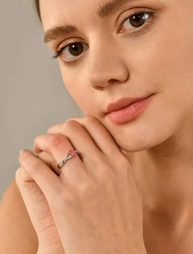 Vista 2 de YL 925, Anillo de compromiso de plata, piedra de nacimiento de corte redondo de 5MM, anillo infinito para mujer 01-Granate-Enero