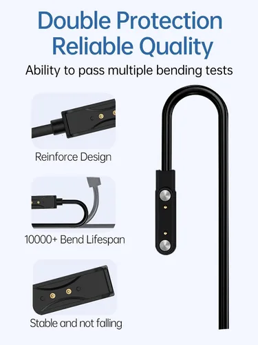 Vista 3 de Paquete de 2 cables de carga para relojes inteligentes VKAROOD KC88 para hombres y mujeres, cable de carga USB magnético de repuesto compatible