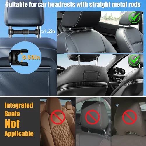Vista 6 de najiaxiaowu Soportes para Tabletas PC Paquete de 2 Soporte para Tableta para Coche, Soporte para Reposacabezas de iPad para iPad/Teléfonos