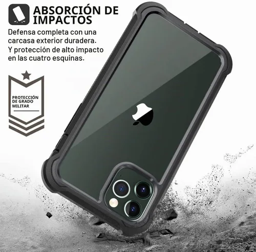 Vista 6 de Dexnor Funda para iPhone 11 Pro con protector de pantalla, transparente, resistente, de cuerpo completo, a prueba de golpes, parte trasera dura