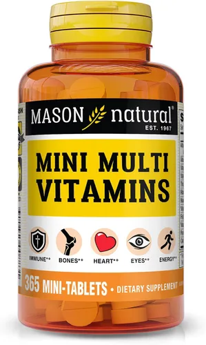 Vista 8 de MASON NATURAL Mini vitaminas A, C, D3, E, B1, B2, B3, B6, B12, folato y calcio para la salud general, 100 tabletas