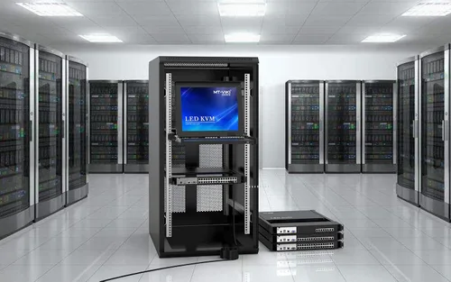 Vista 8 de MT-Viki Conmutador KVM de montaje en rack de 17" VGA 8 puertos, monitor de montaje en rack KVM Fit 1U 19'' Rack, 23.622-31.496 in (23.6~31.8'')