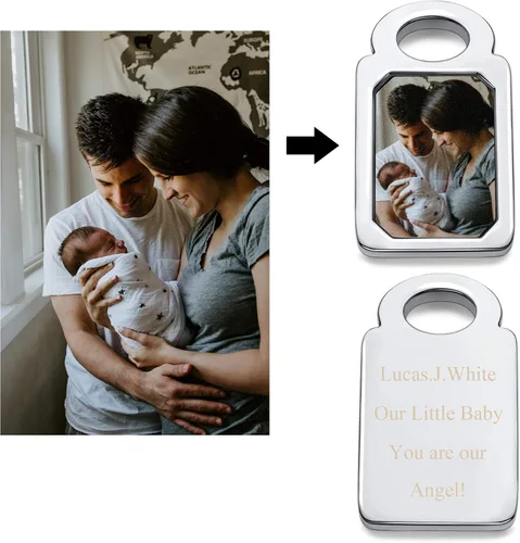 Vista 4 de Personalized Master Llavero personalizado con foto de color personalizado, llavero de aleación, regalos conmemorativos para amantes de la familia