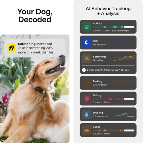 Vista 7 de Nuevo Collar Rastreador Inteligente para Perros de la Serie Fi 3+ [Miembrosía de 12 Meses Incluida] Rastreador GPS para Perros con Monitoreo