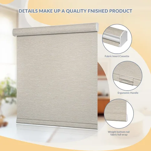 Vista 4 de Boolegon Persianas enrollables opacas para ventanas, inalámbricas, enrollables extraíbles, tela con aislamiento térmico, protección UV, persianas