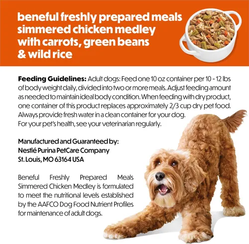 Vista 8 de Comidas preparadas Purina Beneful, comida para perro, paquete surtido, 10 onzas Tubo, paquete de 8