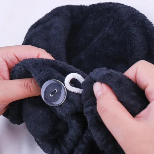 Vista 7 de Super Absorbent Quick Dry Spa Bath Wrap Shower Skirt and Hair Drying Turban - 2pc Set (One-Size, Black)