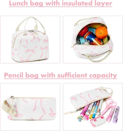 Vista 89 de Bluboon Juego de mochila para adolescentes, mochila escolar para niñas, lonchera y lápices, bolsas para estudiantes, 3 en 1
