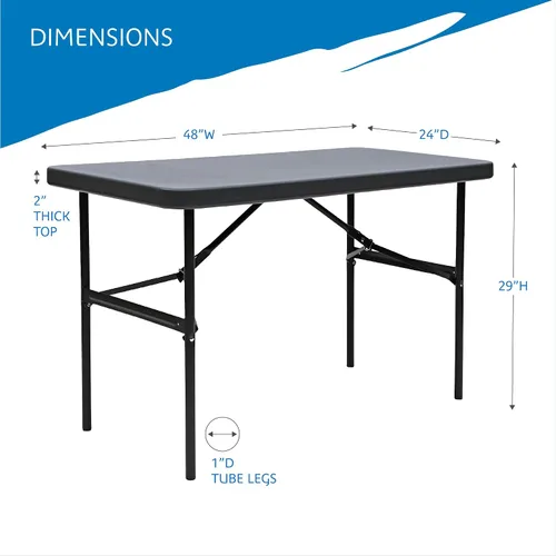 Vista 2 de Iceberg IndestrucTable Too - Mesa plegable de resina para banquetes, 24 x 48 pulgadas, color carbón
