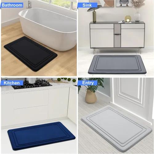Vista 8 de Grandaily Alfombra de Baño de Espuma Viscoelástica 24x16, Ultra Suave, Antideslizante y Absorbente, Alfombras de Baño Lavables a Máquina y Secables