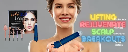 Vista 3 de Lift Wand 2.0 - Varita facial antienvejecimiento para terapia cutánea de hasta 20 vatios de potencia, incluye 5 accesorios con accesorio exclusivo