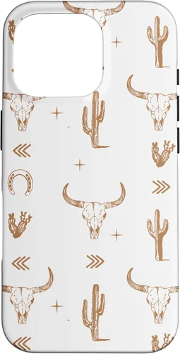 Vista 19 de Funda rústica elegante con diseño de calavera de toro sureño para iPhone 16