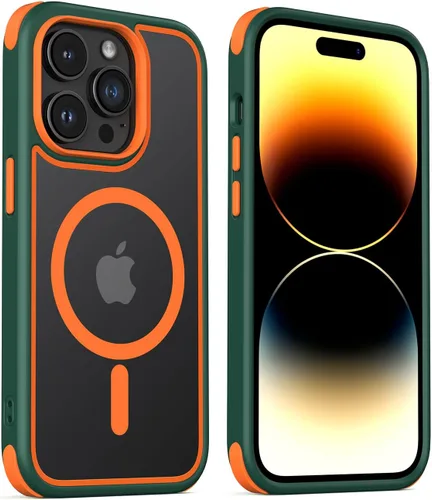 Vista 27 de Mobnano Funda para iPhone 13 Pro, compatible con MagSafe, funda transparente con anillo magnético, diseño multicolor protector a prueba de golpes