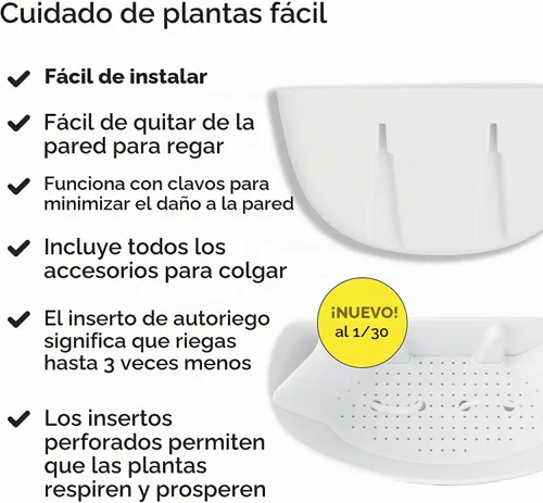 Vista 2 de Make Good Virgo - Macetas de pared (anchas, juego de 6), fáciles de regar e instalar, ligeras, diseña tu propio jardín vertical, plástico de melamina
