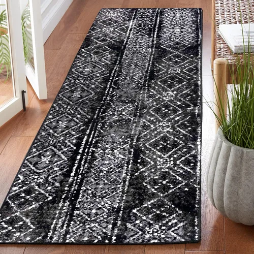 Vista 7 de SAFAVIEH Alfombra de área 8x10 - Colección Adirondack - Grande - Negro y plateado, diseño marroquí bohemio, no suelta pelusa y fácil de limpiar