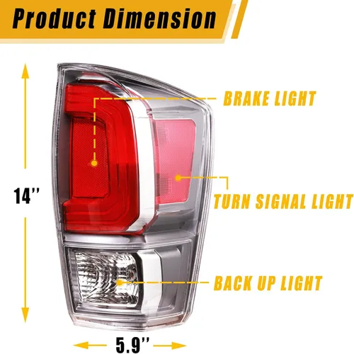 Vista 2 de Boine Compatible con Toyota Tacoma Pickup 2020 2021 2022 2023 Carcasa de Luz Trasera Estilo de Fábrica Lado Izquierdo del Conductor