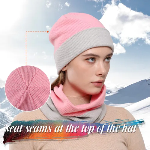 Vista 8 de WTACTFUL Conjunto de gorro holgado de invierno y bufanda térmica de doble capa, para hombres y mujeres, esquí, snowboard, al aire libre