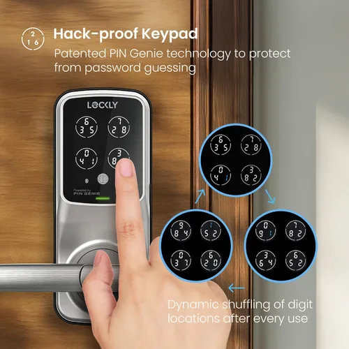 Vista 4 de Lockly Secure Plus - Cerradura inteligente Bluetooth para puerta, entrada sin llave con teclado digital PIN Genie®, cerradura de puerta delantera