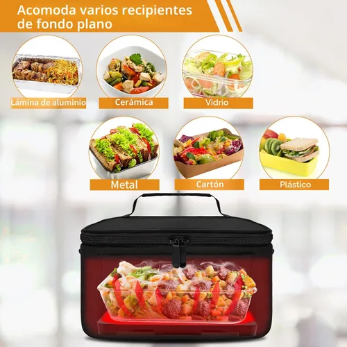 Vista 9 de Aotto Horno Portátil, Lonchera Eléctrica Calentador de Alimentos - 12V/24V/110V 3 en 1 Calentador de Alimentos para Coche - Mini Microondas Personal